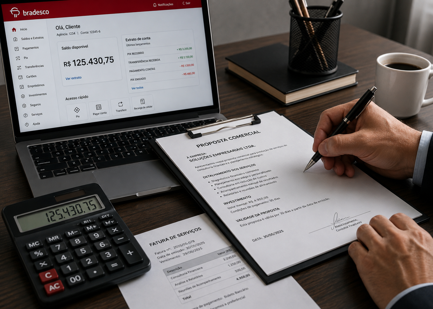 Documentos e contrato de antecipação de recebíveis